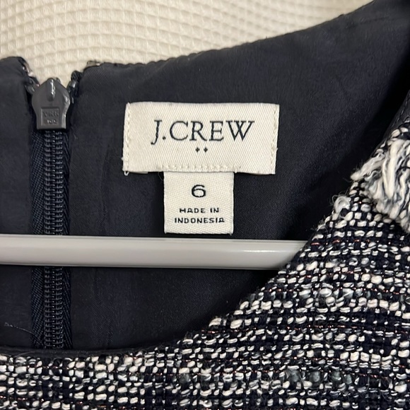 J. Crew Tweed Frayed Hem Navy Dress NWOT - Picture 3 of 8